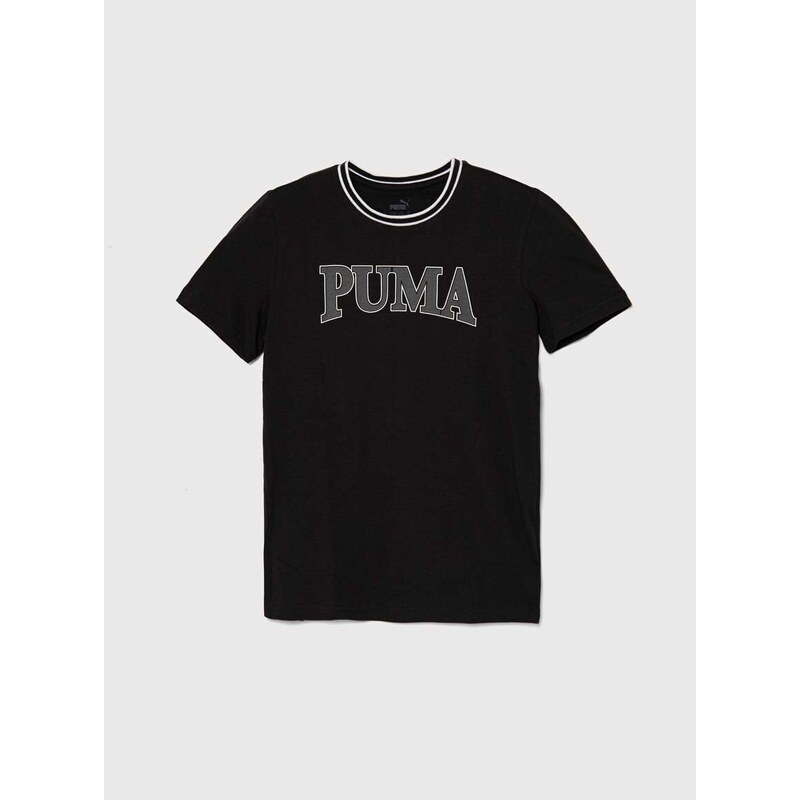Otroška bombažna kratka majica Puma PUMA SQUAD B črna barva