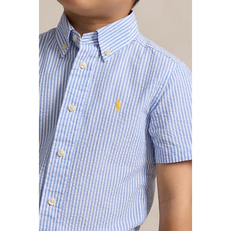 Otroška bombažna srajca Polo Ralph Lauren mornarsko modra barva