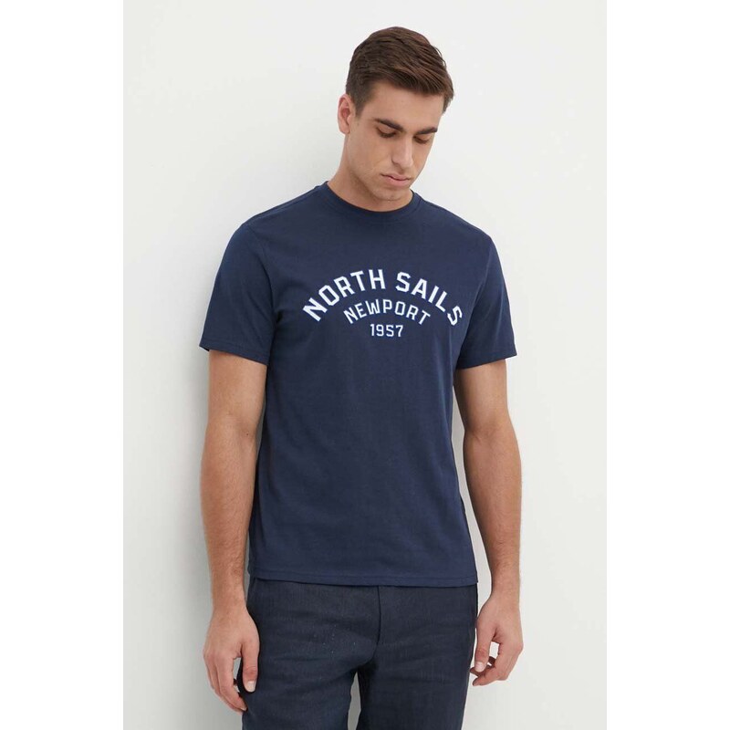 Bombažna kratka majica North Sails moška, mornarsko modra barva, 692988