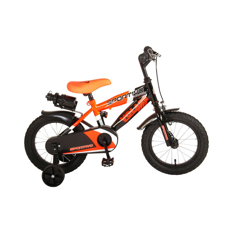 Otroško kolo Volare Sportivo oranžno-črne barve, 14 colno, 95% sestavljeno