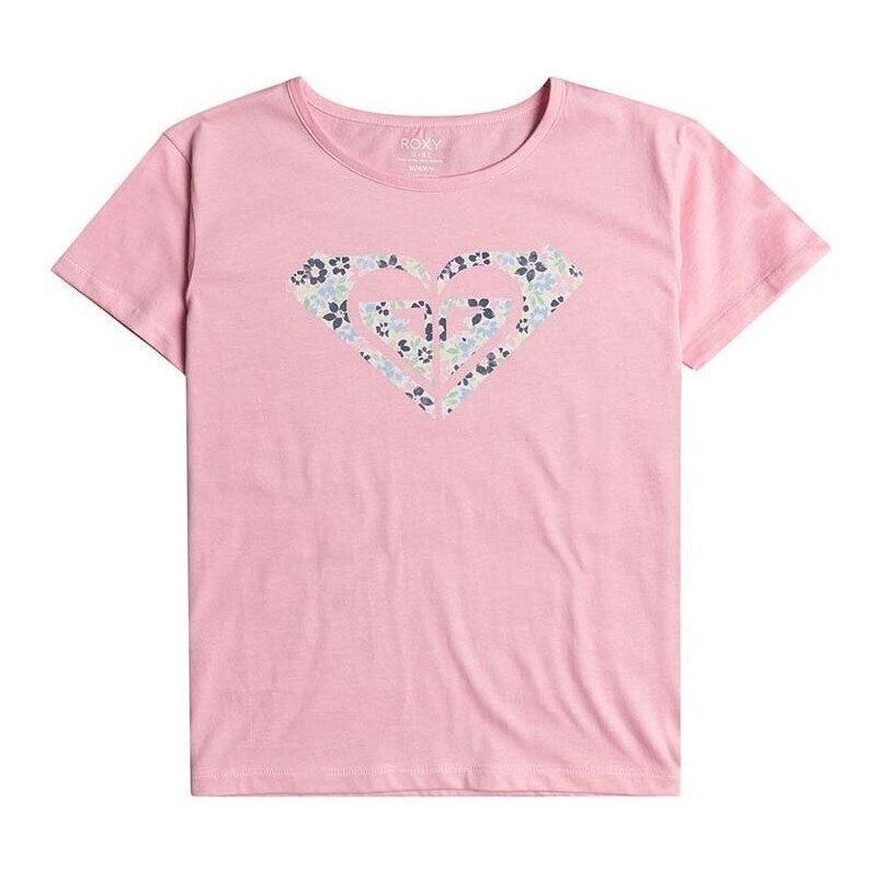 Otroška bombažna kratka majica Roxy DAY AND NIGHT roza barva