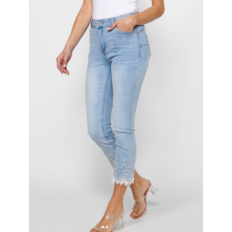 KOROSHI Kavbojke modra / moder denim / transparentna