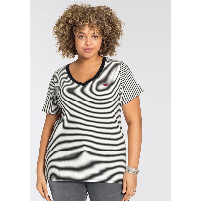 Levi's Plus Majica 'The Perfect V-Neck (Plus Size)' črna / bela
