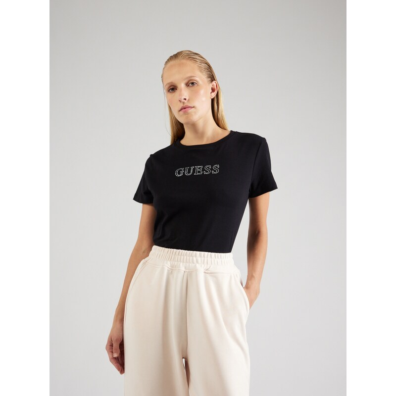GUESS Funkcionalna majica 'Briana' črna / srebrna