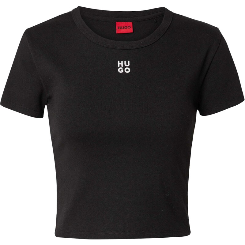 HUGO Majica 'Delanor' črna / bela