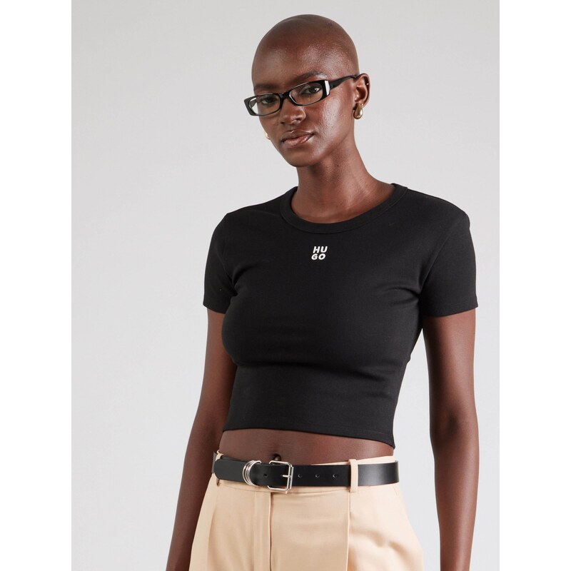 HUGO Majica 'Delanor' črna / bela
