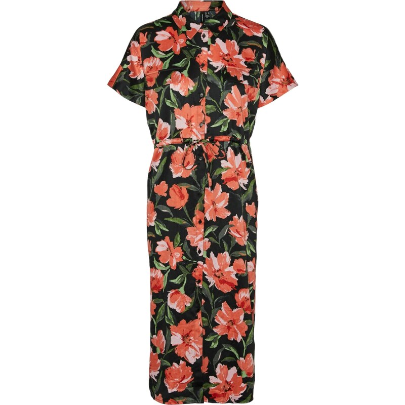 VERO MODA Dolga srajca 'VMLILLIAN' temno zelena / rosé / melona / črna