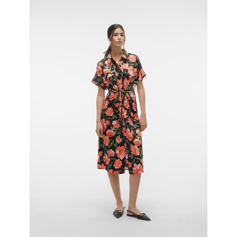 VERO MODA Dolga srajca 'VMLILLIAN' temno zelena / rosé / melona / črna