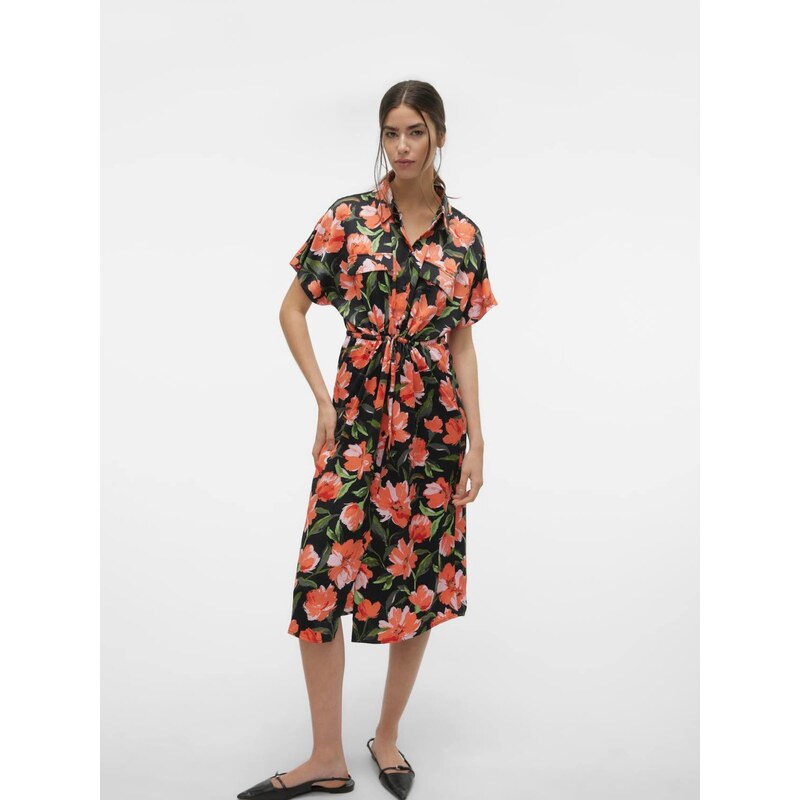 VERO MODA Dolga srajca 'VMLILLIAN' temno zelena / rosé / melona / črna