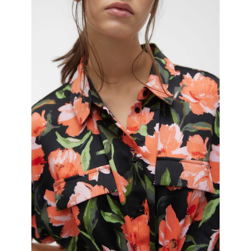 VERO MODA Dolga srajca 'VMLILLIAN' temno zelena / rosé / melona / črna