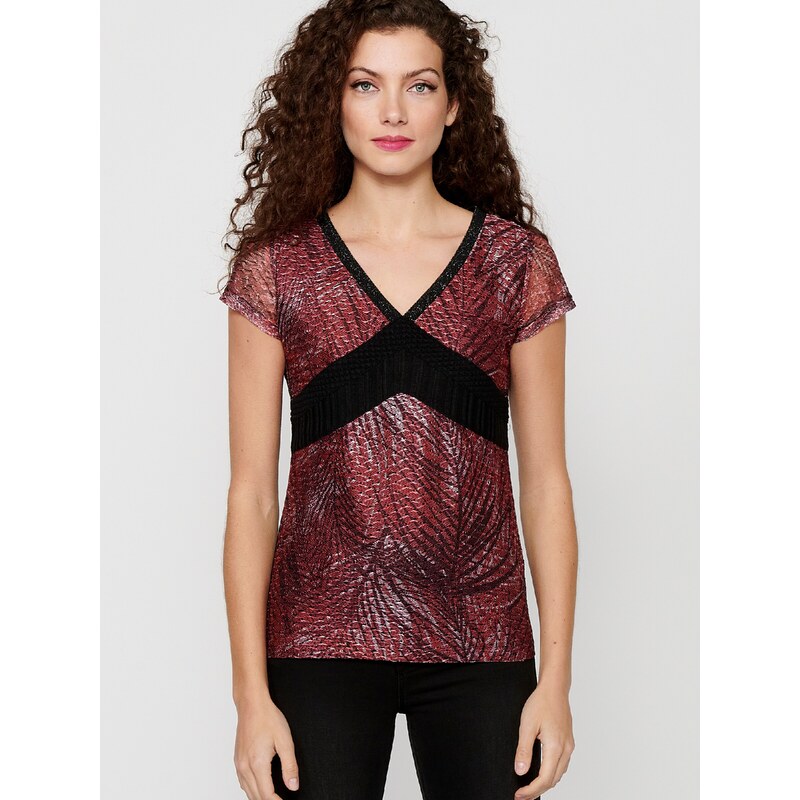 KOROSHI Majica temno rdeča / črna