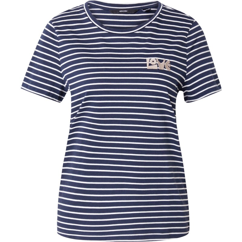 VERO MODA Majica mornarska / temno siva / bela