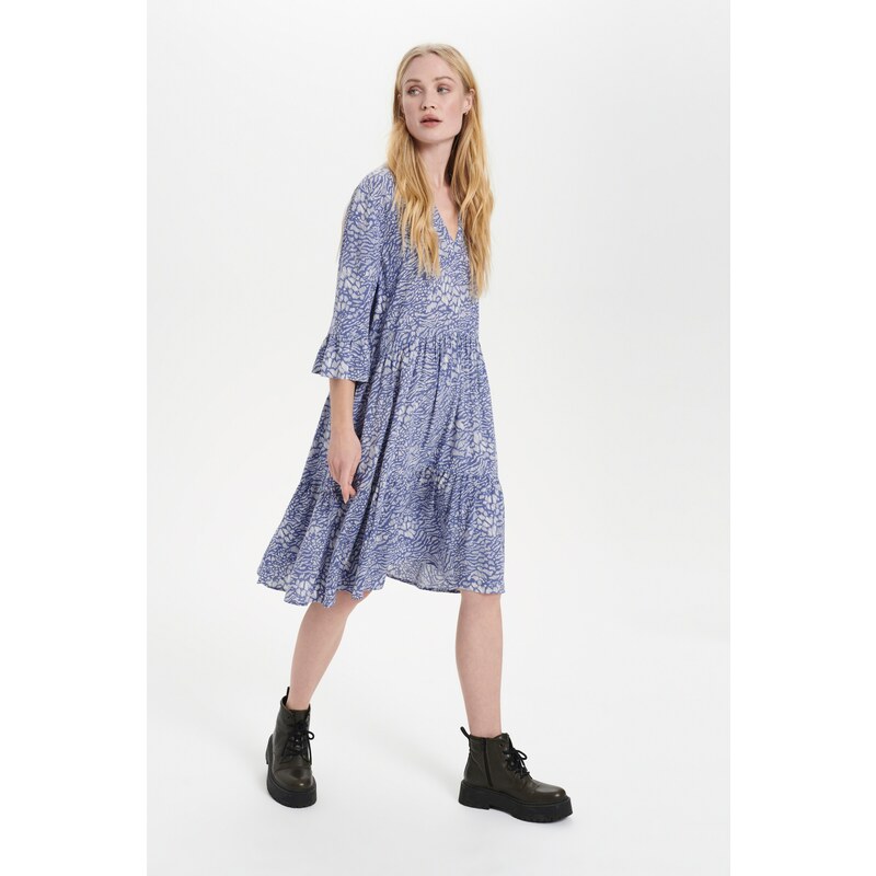 SAINT TROPEZ Obleka 'Eda' bež / kraljevo modra