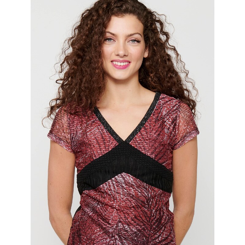 KOROSHI Majica temno rdeča / črna