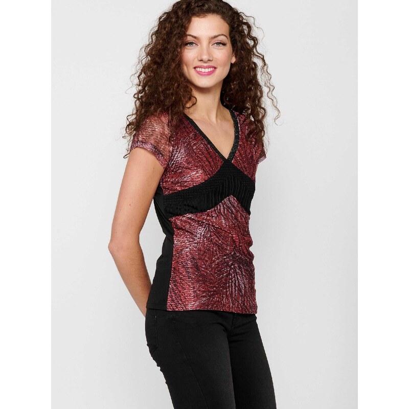 KOROSHI Majica temno rdeča / črna