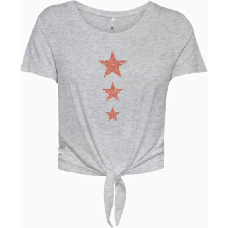 ONLY Majica 'ONLKITA' pegasto siva / staro roza