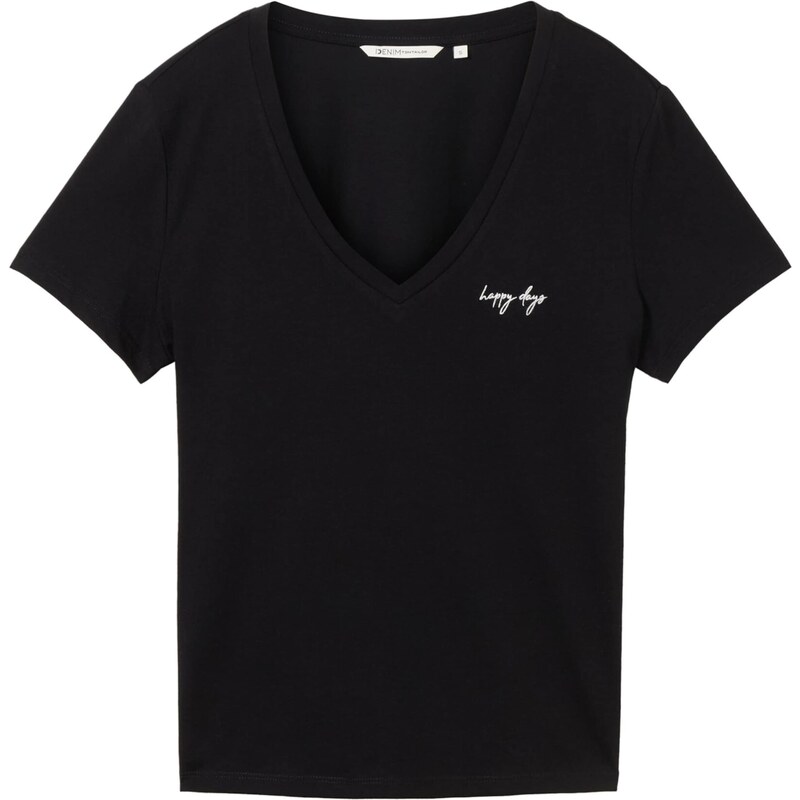 TOM TAILOR DENIM Majica črna / bela