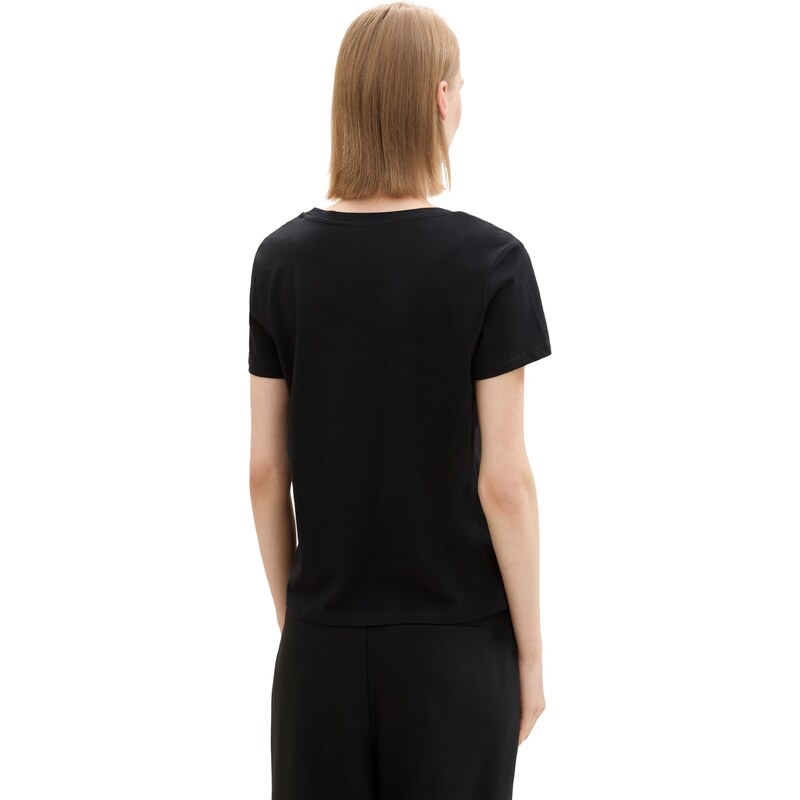 TOM TAILOR DENIM Majica črna / bela