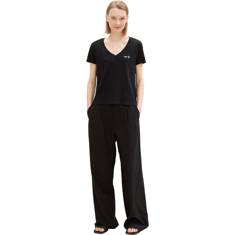 TOM TAILOR DENIM Majica črna / bela