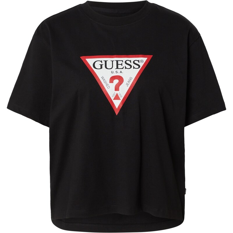 GUESS JEANS Majica 'ICONIC' rdeča / črna / bela