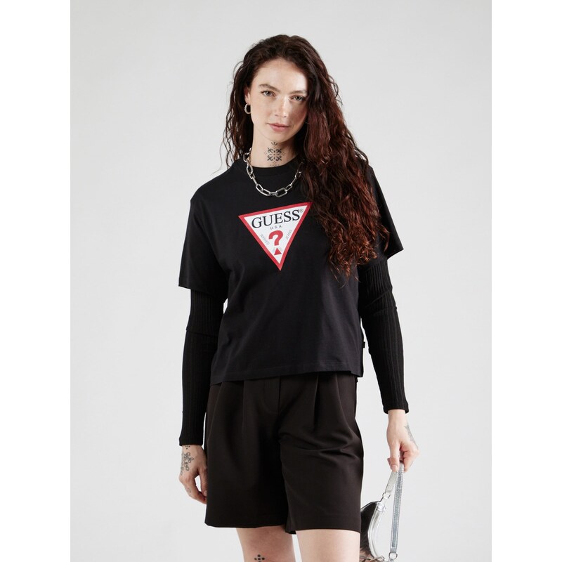 GUESS JEANS Majica 'ICONIC' rdeča / črna / bela