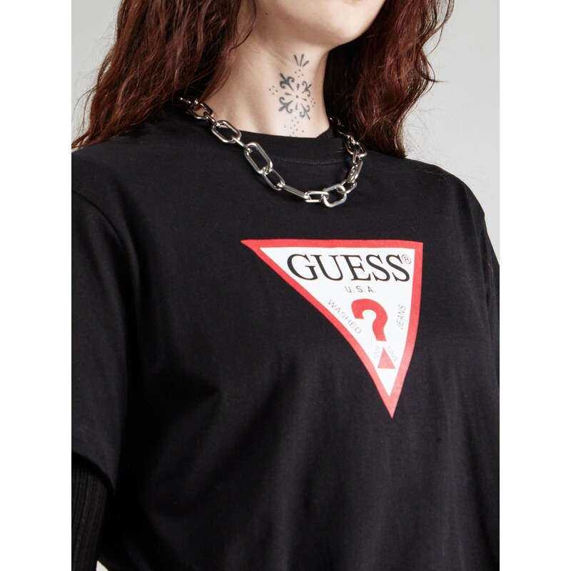 GUESS JEANS Majica 'ICONIC' rdeča / črna / bela