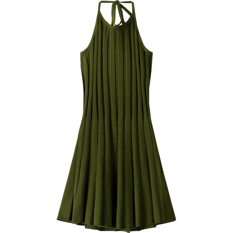 Bershka Pletena obleka temno zelena