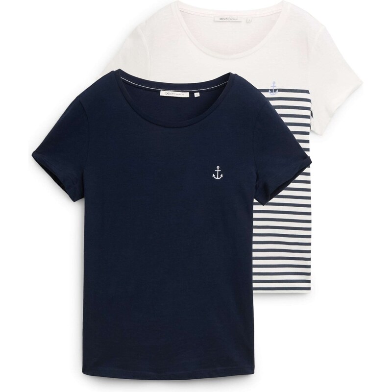 TOM TAILOR DENIM Majica mornarska / off-bela