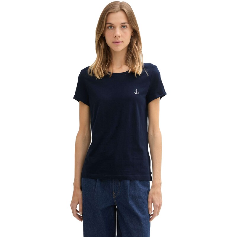 TOM TAILOR DENIM Majica mornarska / off-bela