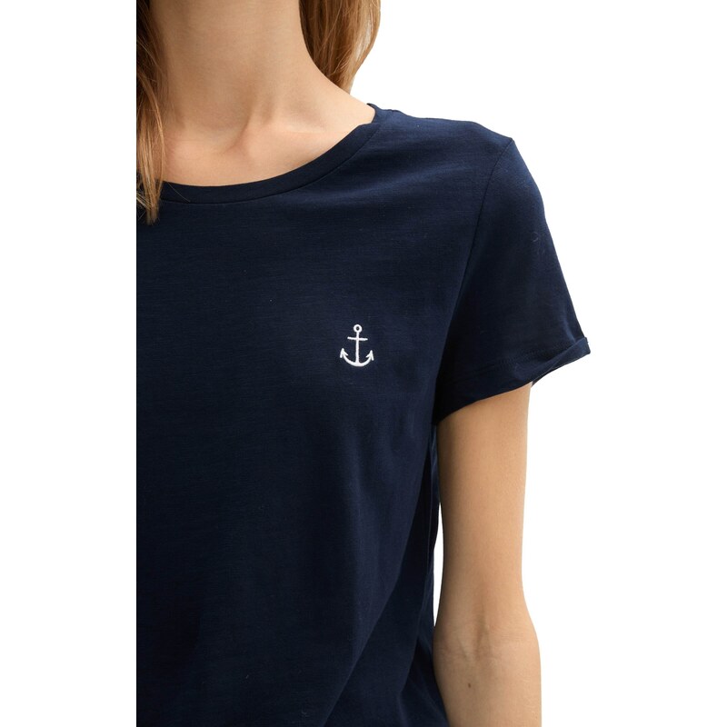 TOM TAILOR DENIM Majica mornarska / off-bela