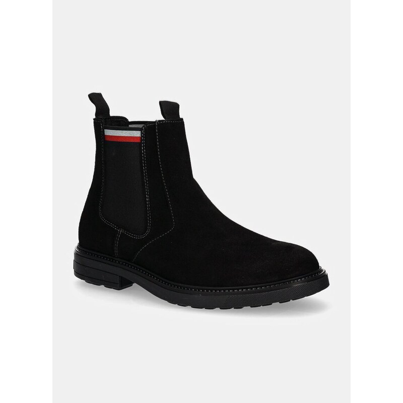Chelsea iz semiša Tommy Hilfiger HILIFGER OUTDOOR SUEDE CHELSEA moški, črna barva, FM0FM05191