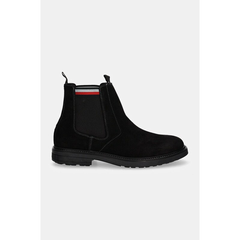 Chelsea iz semiša Tommy Hilfiger HILIFGER OUTDOOR SUEDE CHELSEA moški, črna barva, FM0FM05191