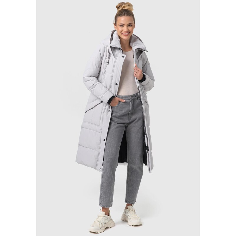 MARIKOO Zimski plašč 'Ayumii' svetlo siva / črna