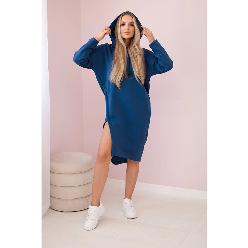 Kesi Dress with a hood and slit for side jeans