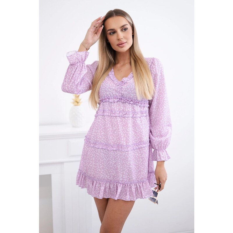 Kesi Dress with decorative ruffles in purple color