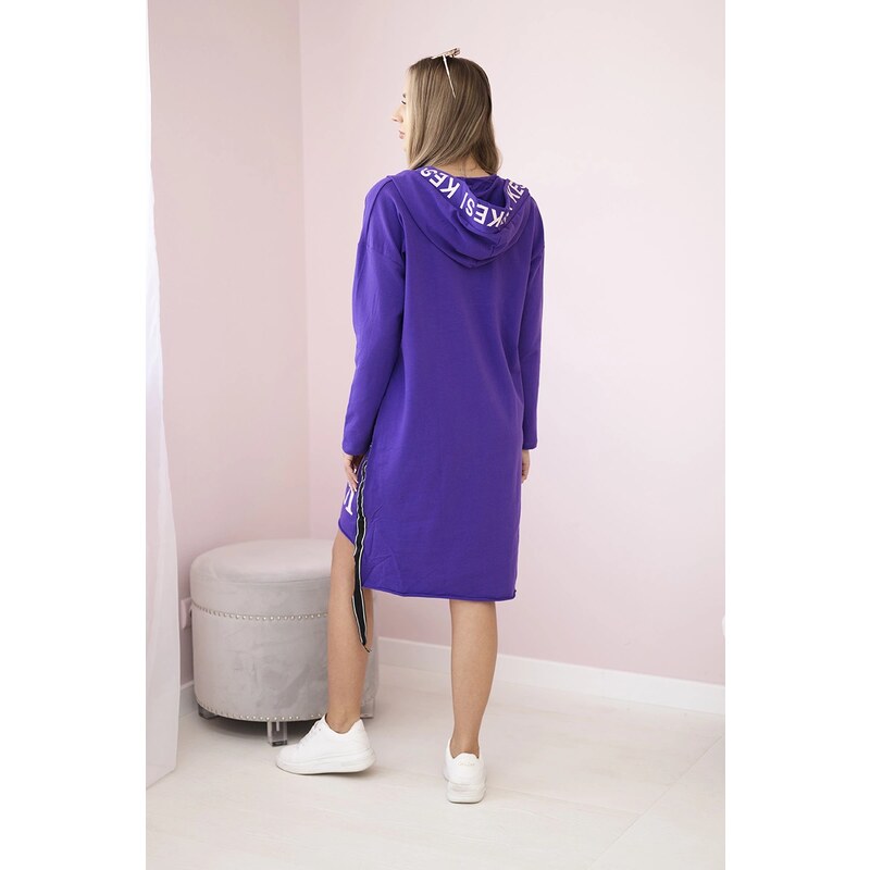 Kesi Hooded dress with dark purple print