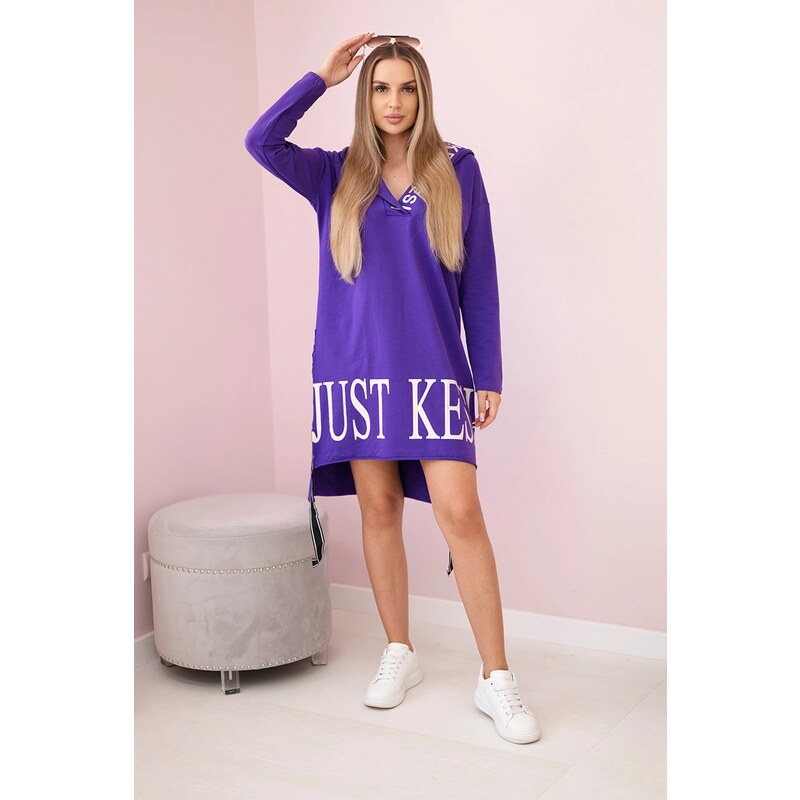 Kesi Hooded dress with dark purple print