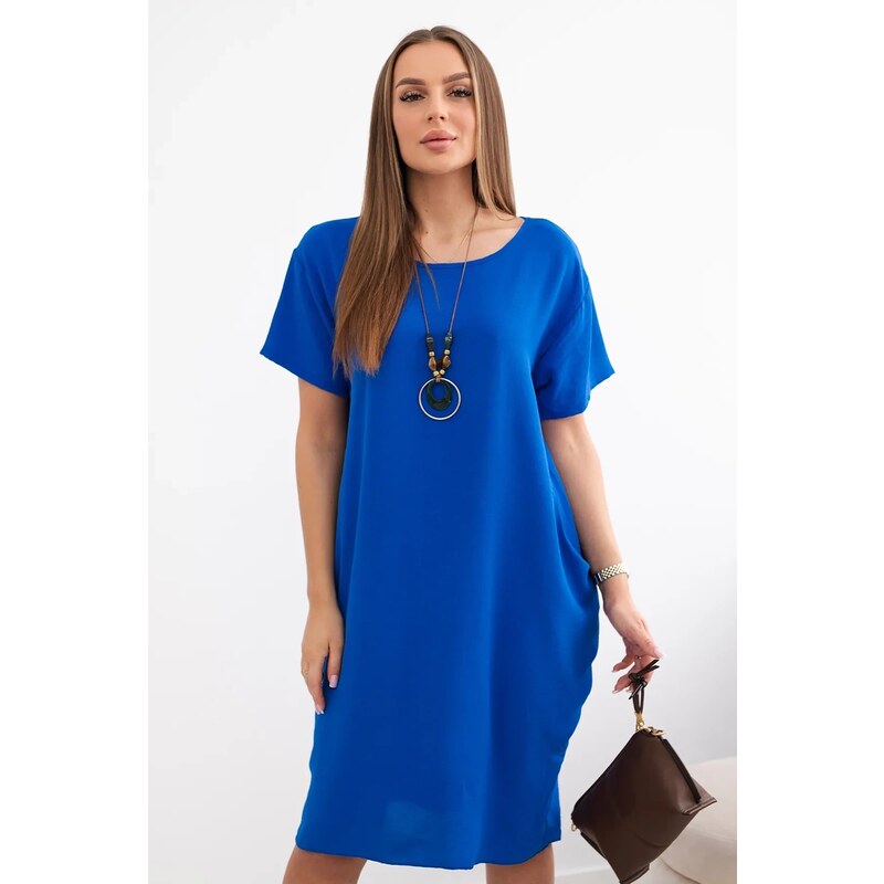 Kesi Włoski Dress with pockets and pendant cornflower blue