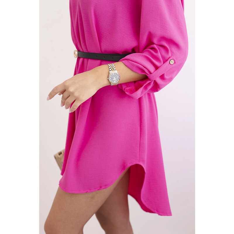 Kesi Włoski Women's dress with a longer back and belt - pink
