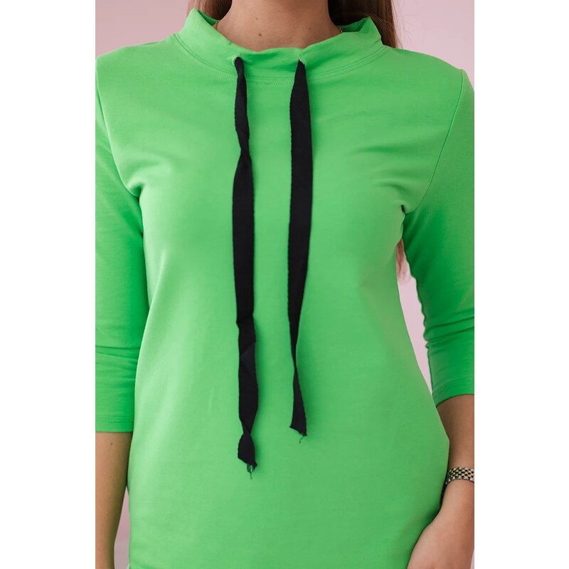 Kesi Dress with a tie at the neck light green