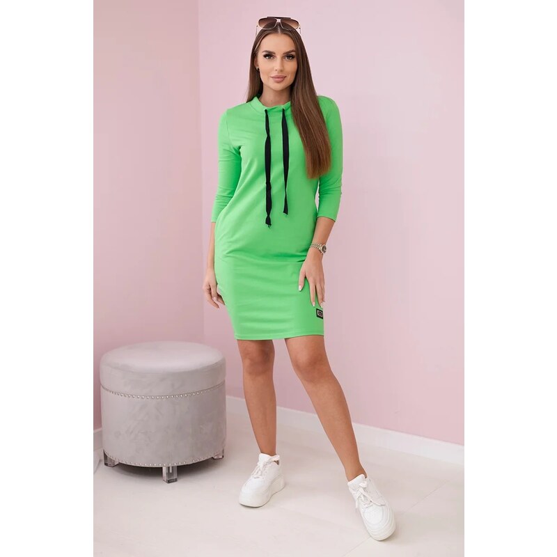 Kesi Dress with a tie at the neck light green