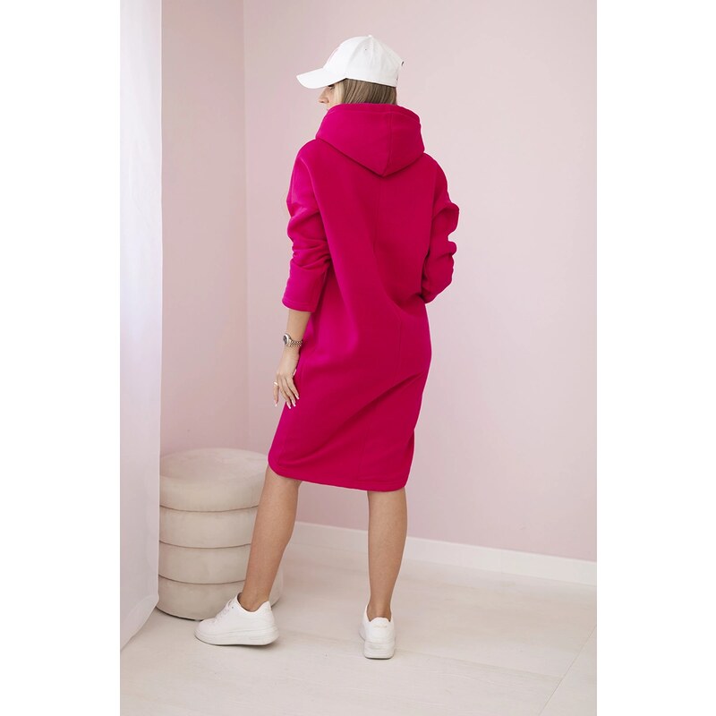 Kesi Dress with a hood and a fuchsia-colored side slit
