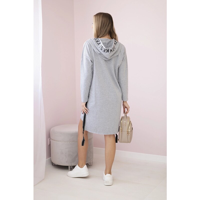 Kesi Dress with a hood and a gray print