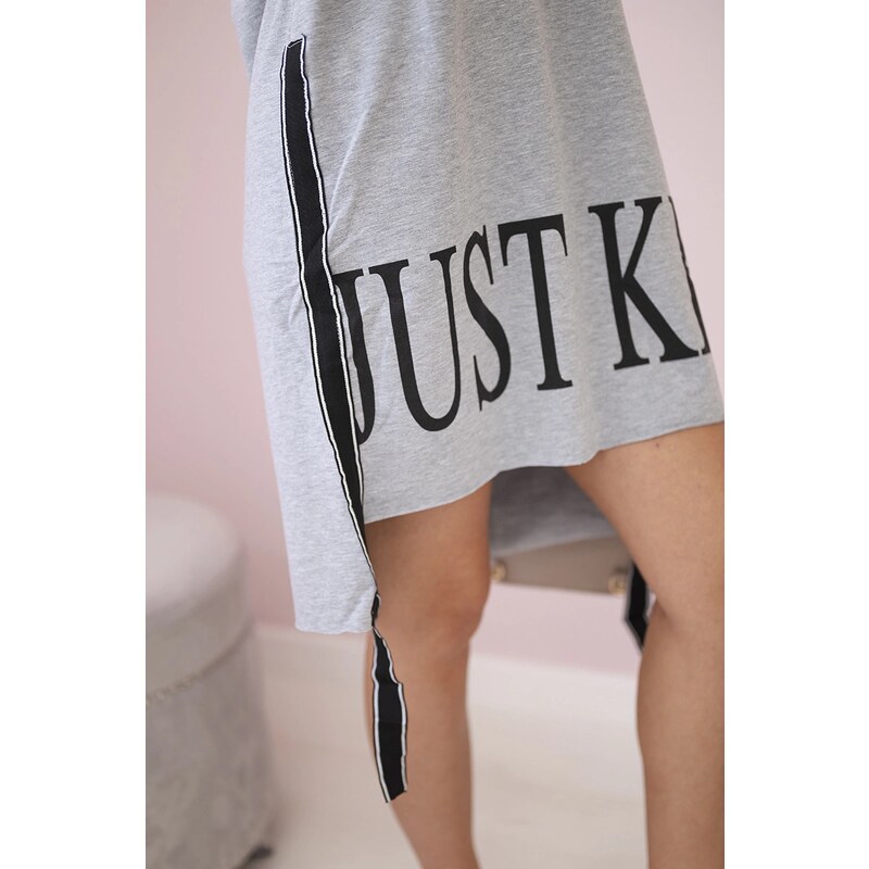 Kesi Dress with a hood and a gray print