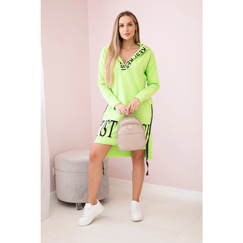 Kesi Hooded dress with pistachio print