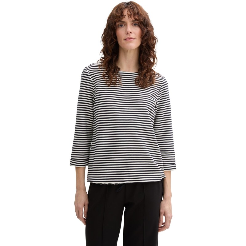 TOM TAILOR Majica temno modra / bela