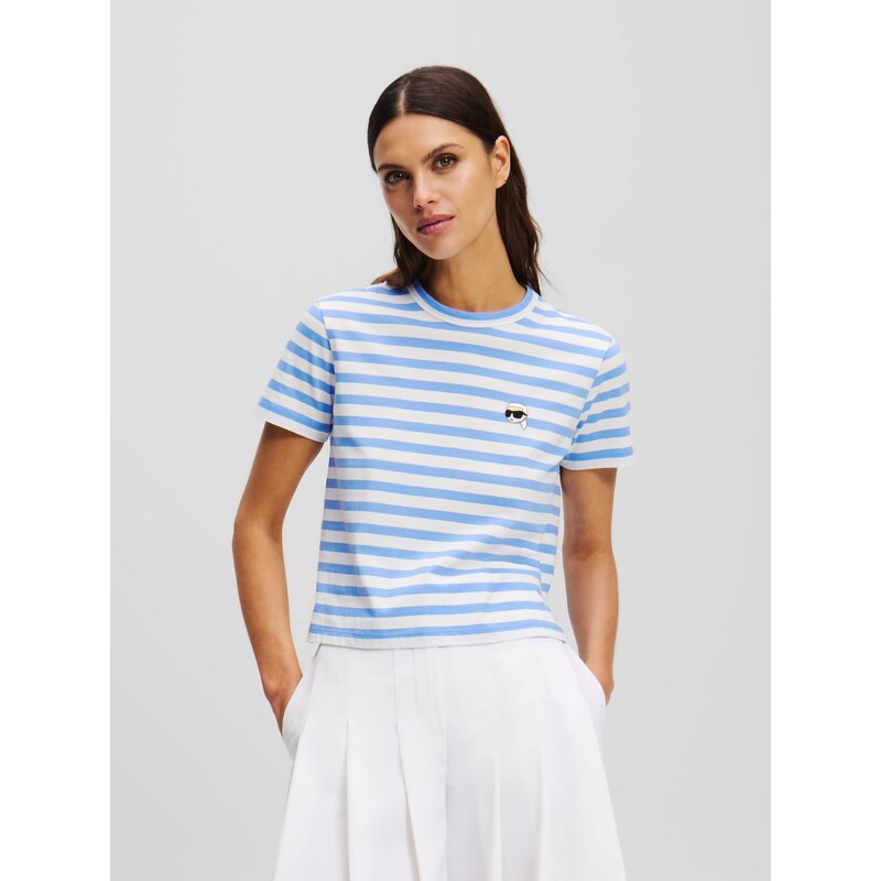 Karl Lagerfeld Majica bež / kraljevo modra / črna / bela