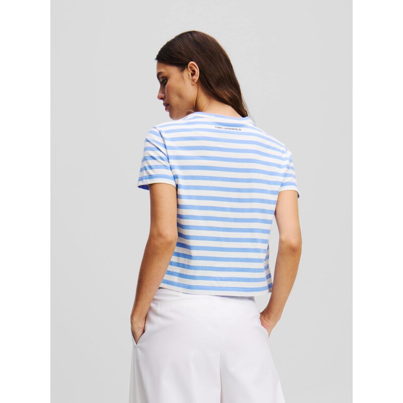 Karl Lagerfeld Majica bež / kraljevo modra / črna / bela