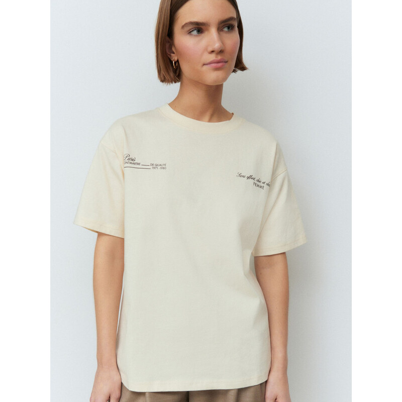 Next Majica ecru / črna