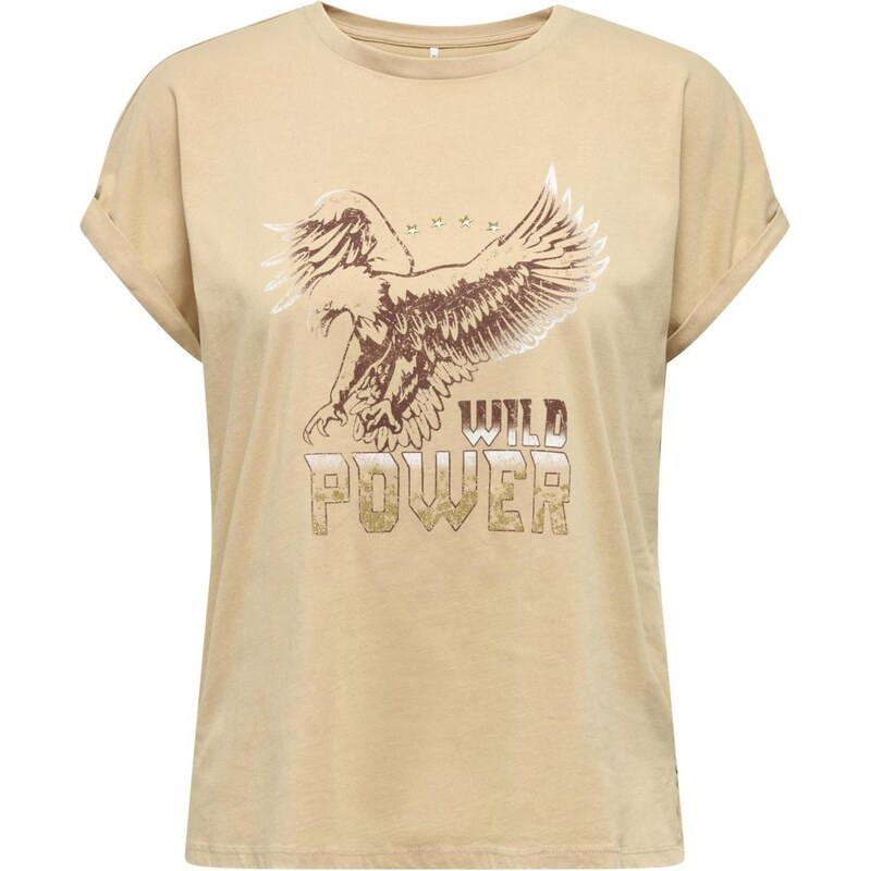 ONLY Majica temno bež / temno rjava / gorčica